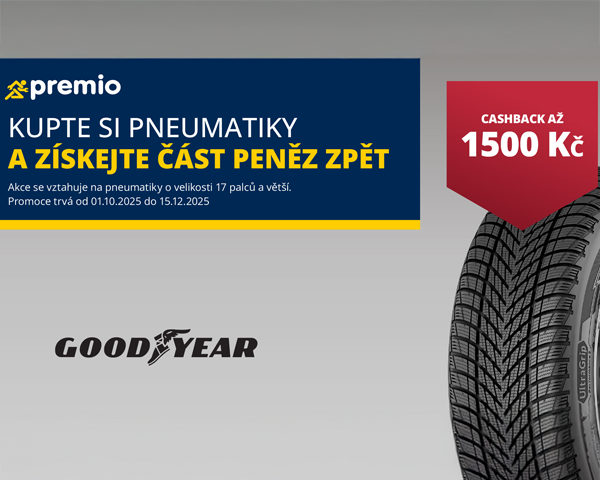 Kupte si kvalitní pneumatiky Goodyear a získejte část peněz zpět