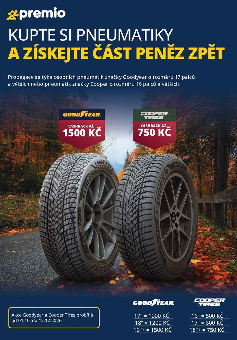 Kupte si kvalitní pneumatiky a získejte část peněz zpět